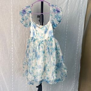 Altar'd State Blue and White Smocked Dress